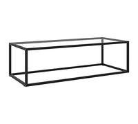 Tidyard Table basse, café, thé, de salon, design moderne, en verre trempé transparent et acier noir, 120 x 50 x 35 cm, table de salon en verre, table basse en verre, table basse en verre