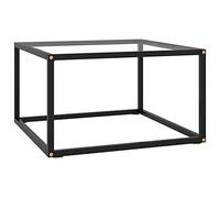 Tidyard Table basse, café, thé, de salon, design moderne, en verre trempé transparent et acier noir, 60 x 60 x 35 cm, table de salon en verre, table basse en verre, table basse en verre