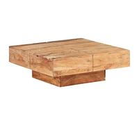 Tidyard Table Basse de Salon Table Basse Bois d'acacia Massif 80x80x28 cm Marron Clair Dessus rabattable