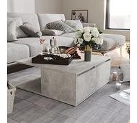 Tidyard Table basse design moderne en panneaux de particules avec tiroirs 80 x 80 x 31 cm, table de salon moderne, table basse avec tiroirs, table basse rectangulaire
