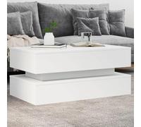 Tidyard Table Basse LED Moderne avec Stockage USB - Design Polyvalent en Bois d'ingénierie Blanc