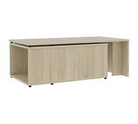 Tidyard Table basse moderne extensible en panneau de particules chêne sonoma/noir brillant, table basse extensible, 150 x 50 x 35 cm