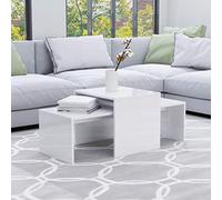 Tidyard Table basse pour salon, table basse, table basse, table de salon, table empilable, table empilable, blanc brillant, 100 x 48 x 40 cm