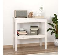 Tidyard Table Console Table d'entrée Table d'appoint Décoration Intérieure étagère de Rangement Blanc 80x40x75 cm Bois de pin Solide