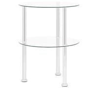 Tidyard Table d'appoint à 2 Niveaux Table Console en Verre trempé Transparent 38 cm