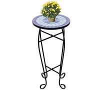 Tidyard Table d'Appoint Mosaïque pour Jardin/Terrasse/Balcon Style Moderne Bleu et Blanc