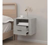 Tidyard Table de Chevet Murale Table de Chevet Flottante Tables de Chevet pour Adulte Table de Nuit Bois Gris béton 50x36x40 cm