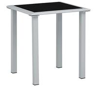 Tidyard Table de jardin en acier et verre, table d'extérieur, table basse rectangulaire extérieure, table de camping, table d'extérieur, table de balcon, noir et argent, 41 x 41 x 45 cm