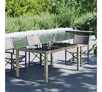 Tidyard Table de Jardin en Résine Tressée d'extérieur - Verre Trempé et Résine Tressée Beige 150x90x75 cm