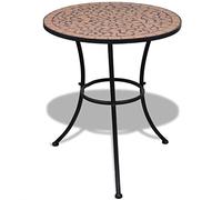 Tidyard Table de Jardin Terrasse Mosaïque Tabouret Fleurs Rond Petit Balcon en Terre Cuite 60 cm