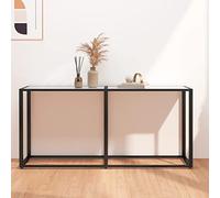 Tidyard Table, table basse, console avec étagères, en verre trempé, et acier, 140/160/180/200/220 x 35 x 75,5 cm, table console en verre trempé, table table d'appoint