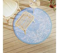 Tidyard Tapis d'extérieur Bleu azuré Ø120 cm PP, Résistant aux Intempéries Couverture de Pique-Nique de Plage pour Camping, Balcon, Terrasse, Jardin