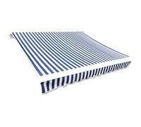 Tidyard Tissu de Remplacement pour Auvent Tissu de Rechange pour Store Toile d'auvent Store Banne pour Patio, Terrasse ou Jardin Imperméable Bleu et Blanc 350x250 cm