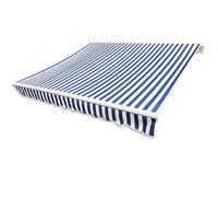 Tidyard Toile d'Auvent Store d'Auvent Toile en Polyester Résistant aux UV Bleu et Blanc 336x246 cm (Cadre Non Inclus)