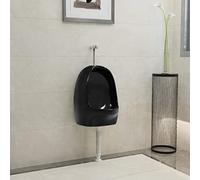 Tidyard Urinoir Suspendu avec Valve de Chasse d'eau Céramique Noir Style A