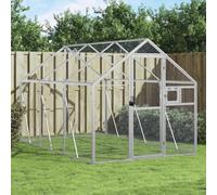 Tidyard Volière argenté 1,79x3x1,85 m Aluminium, Cage à Oiseaux Cage de Cabane à Oiseaux Enclos Poulailler pour Jardin Extérieure