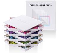 Tidyboss 8 plateaux de tri de puzzle avec couvercle 25,4 x 25,4 cm - Accessoires de puzzle portables sur fond blanc pour faire ressortir les pièces, trier les motifs, les formes et les couleurs | Pour