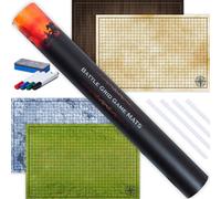 Tidyboss d&d Kit de démarrage | 2 tapis de grille de jeu double face 4 terrains 24 x 36 | Accessoires DND avec marqueurs effaçables à sec, gomme et clips