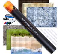 TIDYBOSS Donjons et Dragons Kit de démarrage | 3 tapis double face 61 x 91,4 cm | 6 terrains comprenant des marqueurs effaçables à sec, une gomme, des dés et des clips