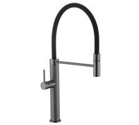 TIDYENDURE Robinet de cuisine avec pulvérisateur extractible, robinet d'évier de cuisine classique à poignée unique en acier inoxydable brossé gris pour cuisine, ferme, camping-car, bar, buanderie