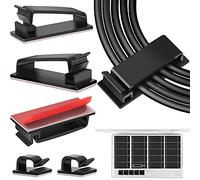 TidyHelper Lot de 50 clips de gestion de câbles noirs, grands clips de rangement pour câbles sous le bureau, supports adhésifs pour la gestion de plusieurs cordons
