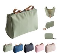 Tidynook Makeup Bag Small, Tidynook Cosmetic Bag for Purse, Small Makeup Bags with Compartments, Travel Portable Mini Makeup Pouch Storage Bag (Green)