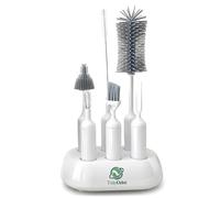 TidyOrbit Ensemble de brosses à biberons 6 en 1 avec support - Kit de nettoyage multifonction pour biberons, pailles et couvercles - Sans BPA, rangement compact