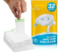 TidyTots - Sacs jetables pour pot pour bébé - Pack de voyage grand format - 32 sacs et 32 lingettes super-absorbantes
