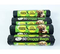 Tidyz Lot de 200 sacs extra larges super résistants pour chien (4 x 50), noir