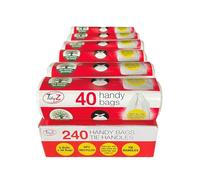 Tidyz Lot de 240 sacs pratiques avec poignées à nouer (6 rouleaux de 40 sacs) à utiliser comme sac de courses pratique - Sac de transport - Poubelle à pédale de 15 L - Poubelle de salle de bain