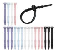 Tie À Câble En Silicone - Sangle D'organisateur De Cordon Flexible De 20 | Cravate Zip Réutilisable | Solution De Gestion Des Cordons Élastique Idéal Pour Les Espaces De Travail Bien Rangés, Le St