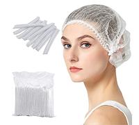 TIE-DailyNec 200 Pièces Charlotte Cheveux Jetable, Non Tissé Filet à Cheveux Jetable Capuchons, pour L'espace de Travail de Cuisine de Beauté de Service Alimentaire (Blanc)