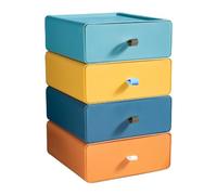 TIE-DailyNec 4 Pièces Boîte de Rangement de Bureau, Tiroir Plastique Empilable, Organisateur de Maquillage pour Bureau, Dortoir