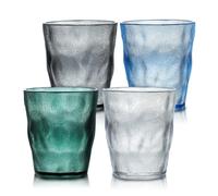 TIE-DailyNec 4 Verres à Eau en Plastique, 220ml Verres Incassables, Gobelets en Acrylique pour Boissons, Gobelets à Cocktail Jus de Fruits Vin Bière pour Pique-niques, Camping, Fêtes