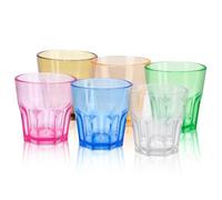 TIE-DailyNec 6pcs Verres en Plastique de 160ml, Verres à Boire en Acrylique Réutilisables, Gobelets à Smoothie Empilables, Gobelets à Eau pour les Pique-niques, le Camping, les Fêtes, les Barbecues