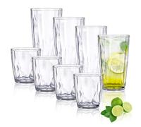 TIE-DailyNec 8 Piece Verre a Eau, 470ml et310ml Gobelets en Plastique Reutilisable, Verres à Jus en Cristal, Gobelets à Boire Incassables pour Pique-niques, Camping, Fêtes (transparent)