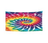 Tie-dye arc-en-ciel - Chapeau d'Halloween à couverture complète - Couvre-chef de sorcière pliable pour festivals, fêtes et fêtes avec tissu lavable en machine