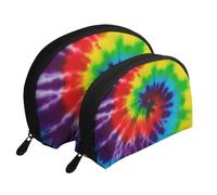 Tie Dye Arc-en-Ciel coloré, Trousse de Maquillage Coquille Femme Petit Porte-Monnaie Trousse de Toilette Trousse à cosmétiques 2 pièces