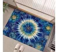 Tie-Dye Bleu Et Blanc Paillasson Interieur Entree 60 X 90 Cm, Style Psychédélique Tapis D'Entrée Antidérapant, Tapis De Sol Absorbantes Bleu pour Chien, Porte, Couloir