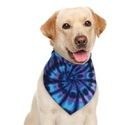 Tie-Dye Bleu Violet Écharpe Triangulaire Polyester Chiens Bandana Foulards Ajustable Foulard pour Chien Petite, Moyenne Et Grande Taille