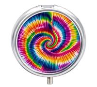 Tie-Dye est coloré pilulier rond mignon boîte à pilules 3 compartiments décoratifs poche sac à main portable mini voyage médicament tablette vitamine poisson huile support organisateur pilule