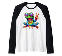 Tie Dye Grenouille Hippie Époque Rétro Fleurs Paix Amour Manche Raglan