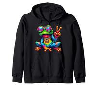Tie Dye Grenouille Hippie Époque Rétro Fleurs Paix Amour Sweat à Capuche