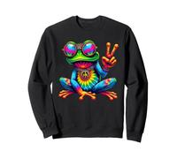 Tie Dye Grenouille Hippie Époque Rétro Fleurs Paix Amour Sweatshirt