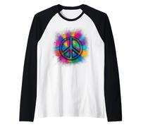 Tie Dye Peace Sign des années 60S 70S Costume Hippie Costume Manche Raglan