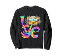 Tie Dye rétro Jaune à Motif Floral Love Bus Driver School Sweatshirt