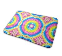 Tie-Dye Rose, Jaune Et Vert Tapis De Douche Anti-Salissures Paillasson Intérieur Lavable en Machine Tapis De Bain pour Salon Couloir Extérieur 40X60Cm