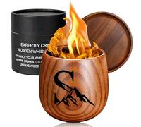 TIEBLU Verre à whisky en bois carbonisé avec logo gravé personnalisé - Cadeau pour homme, papa, mari, frère