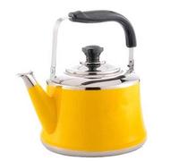 TIECHUINIUB Bouilloire à gaz sifflante en acier inoxydable 304 légère à induction avec bec verseur rétro traditionnel pour plaque de cuisson ou de cuisinière, cafetière, théière - Jaune || 1 l