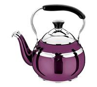 TIECHUINIUB Bouilloire à gaz sifflante en acier inoxydable poli miroir avec bec verseur rétro traditionnel pour plaque de cuisson, thé, café, eau - Violet - 1,5 l